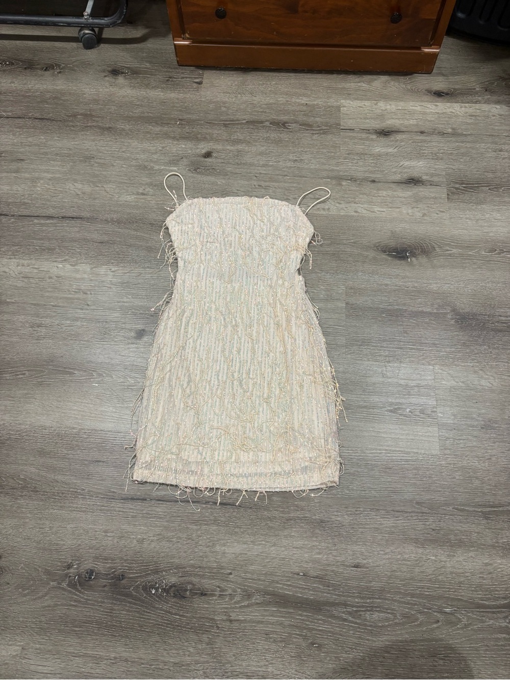 Windsor Sequin Fringe Spaghetti-Strap Mini Dress in Blush - Picture 2 of 4
